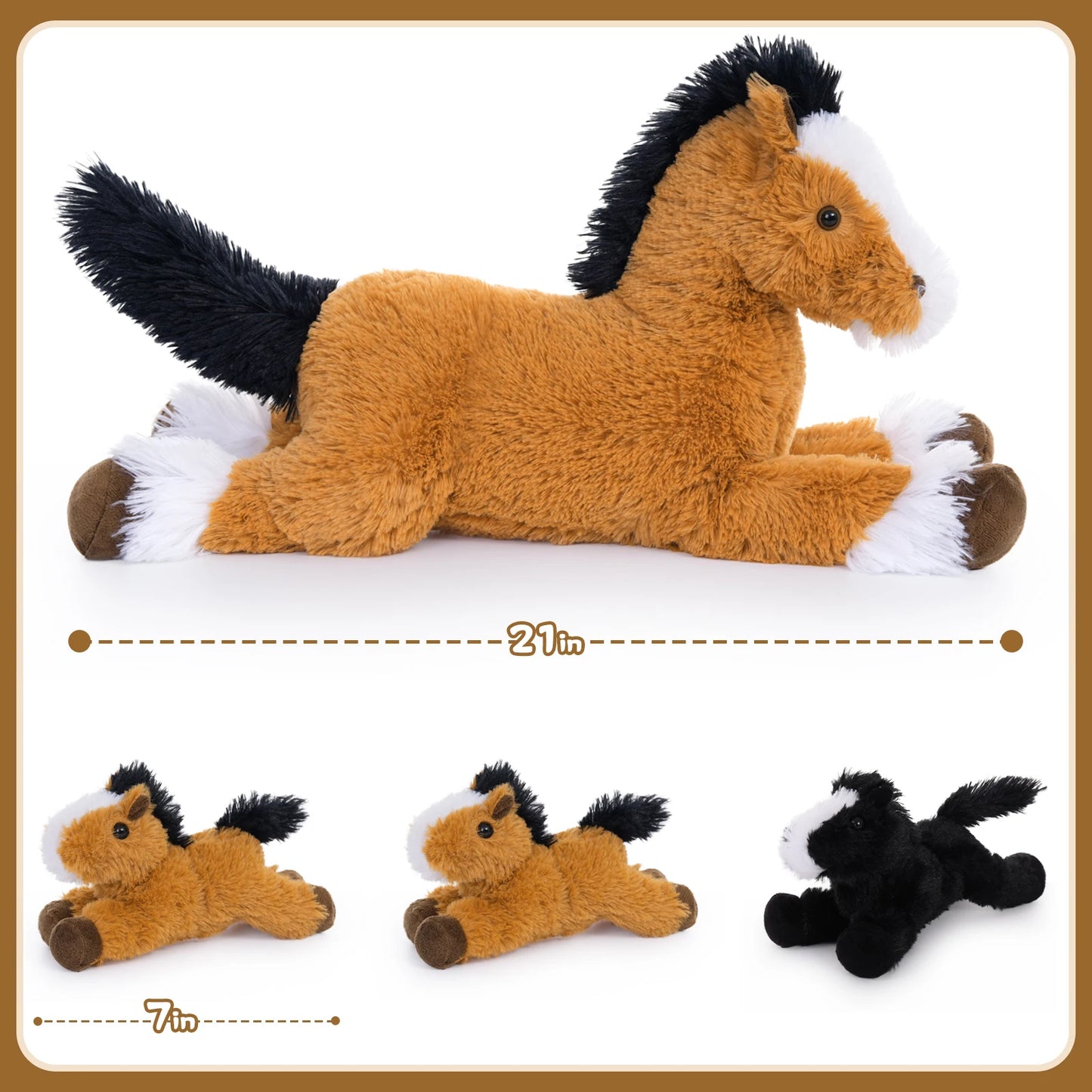 MaoGoLan 4 Pcs Horse Plush Stuffed Animal,Large Stuffed Mommy Horse with Babies Pony Toys Plushies, Pony Stuffed Animal Bulk