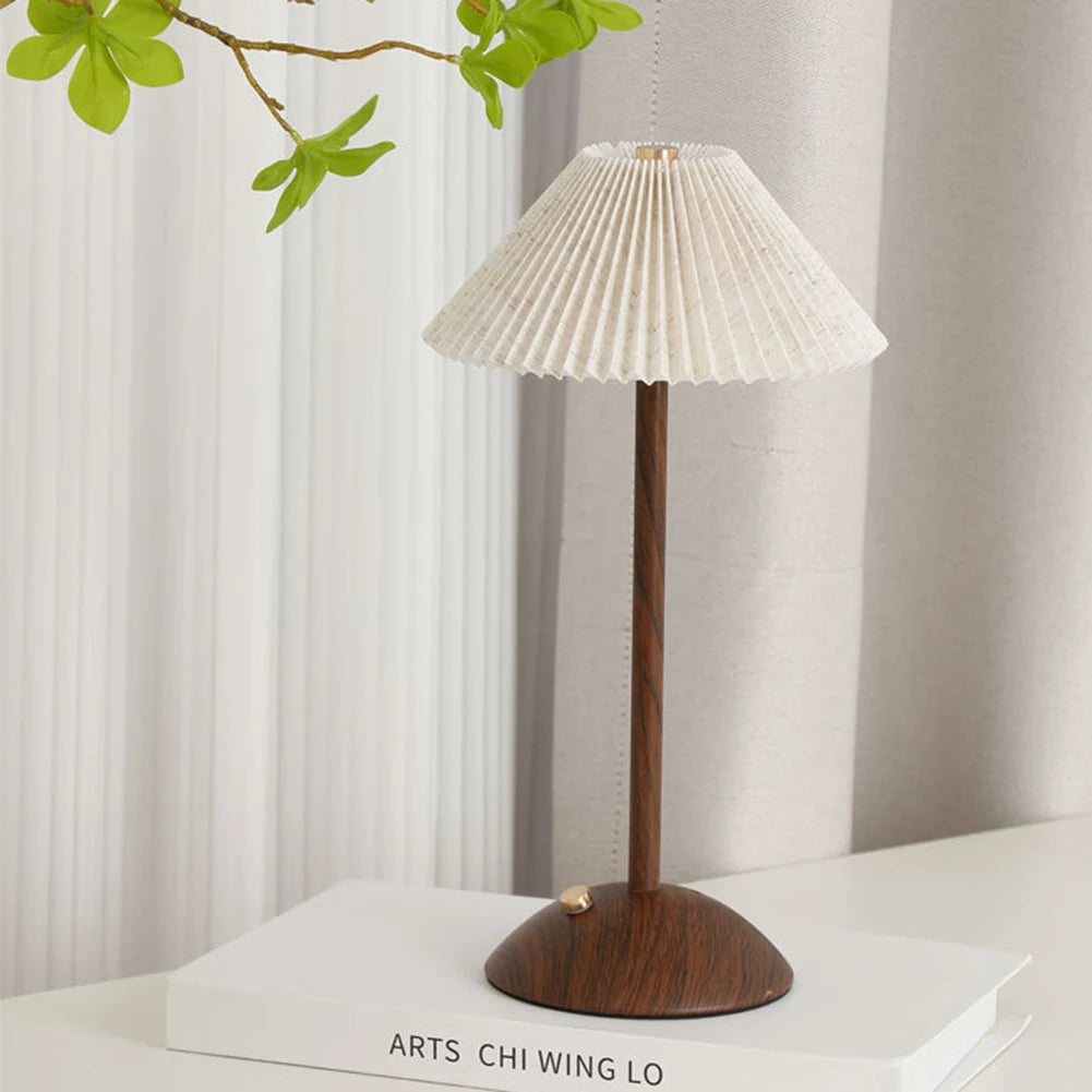 Cordless Table Lamp Fabric Shade Minimalist Nightstand Light Rechargeable Bedside Table Lamp for Restaurant Bedroom Coffee Shop