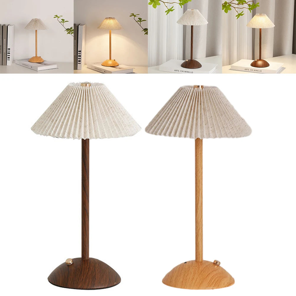 Cordless Table Lamp Fabric Shade Minimalist Nightstand Light Rechargeable Bedside Table Lamp for Restaurant Bedroom Coffee Shop