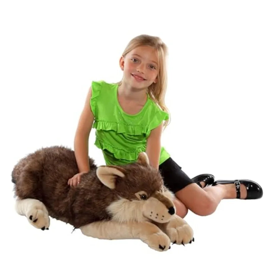 Wild Republic Jumbo Wolf Plush Giant Stuffed Animal Soft Fleece Material Gray Color Ideal Gift for 30 Inches Tall