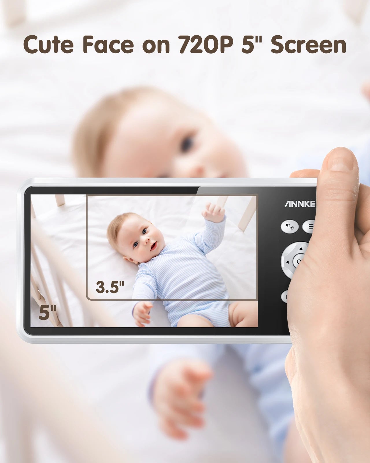 ANNKE 5 inch Wireless Video Baby Monitor Night Vision Temperature Monitoring 2 Way Audio Talk Baby Nanny Security Camera