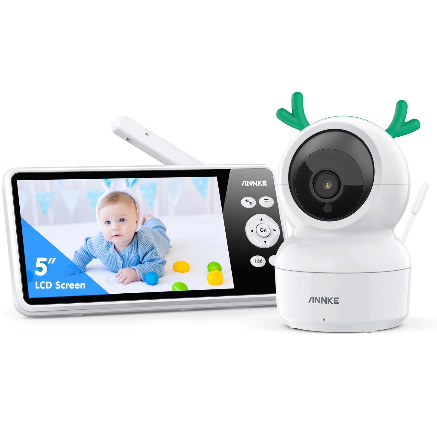 ANNKE 5 inch Wireless Video Baby Monitor Night Vision Temperature Monitoring 2 Way Audio Talk Baby Nanny Security Camera