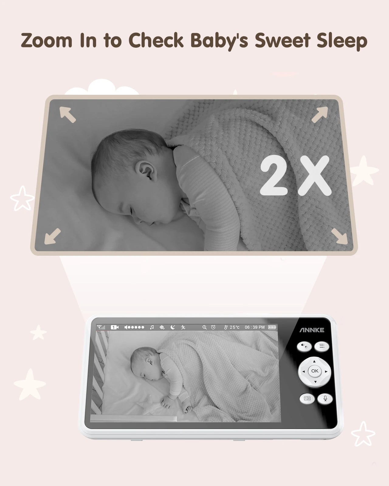 ANNKE 5 inch Wireless Video Baby Monitor Night Vision Temperature Monitoring 2 Way Audio Talk Baby Nanny Security Camera